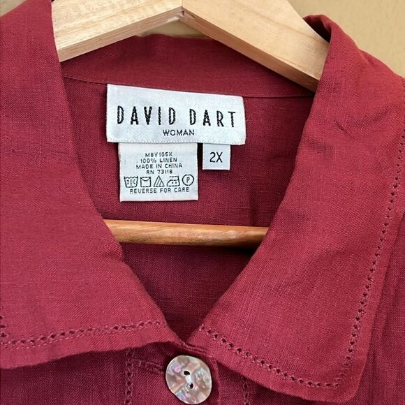 David Dart Woman 2X 100% linen flowing button up top and sleeveless long dress - Picture 6 of 12